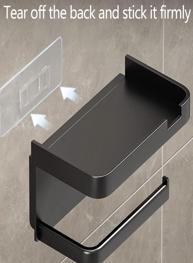MVM Enterprise Toilet Paper Holder with Phone Shelf, Adhesive or Screw Wall Mounted Toilet Paper Roll Storage, Bathroom Tissue Holder, Toilet Paper Roll Dispenser - Image 4